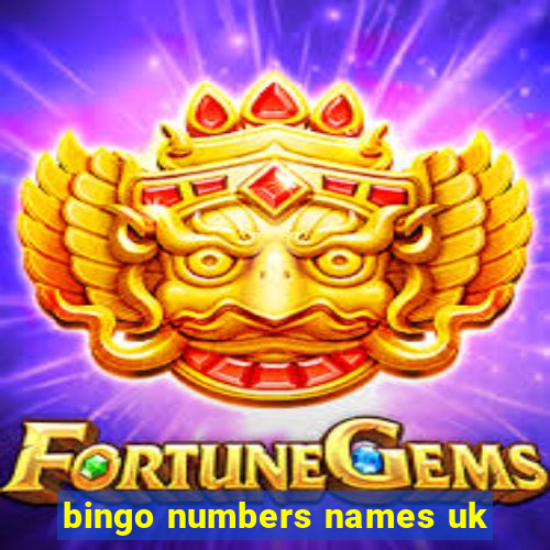 bingo numbers names uk