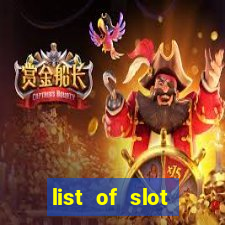 list of slot machines at jake's 58